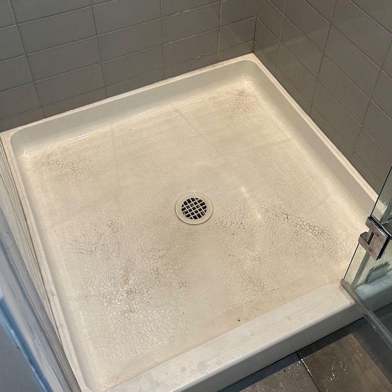 Shower base before cleaning